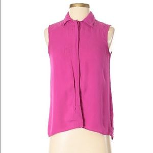 Theory pink silk sleeveless silk blouse pe…
